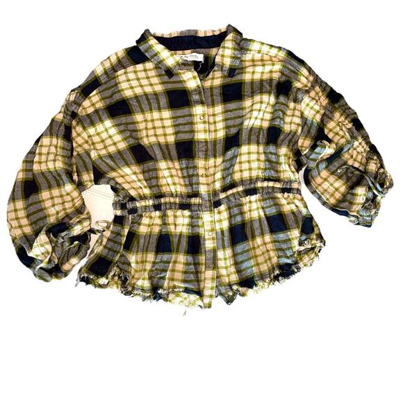 Free People We the Free Pacific Dawn Plaid Snap Front Shirt Medium - Picture 2 of 10